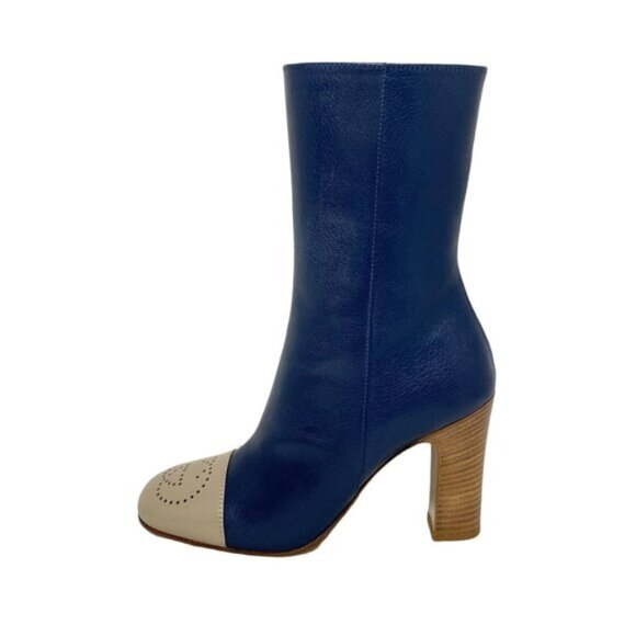 GUCCI - Navy Gray Beige Leather Women's Boots 347-061825 - Picture 1 of 10